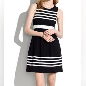 J.Crew‎ Black and White Striped Sleeveless Dress Size Small Career Casual